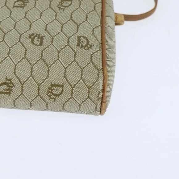 Christian Dior Honeycomb Canvas Shoulder Bag PVC Leather Beige Auth bs30408 - Picture 5 of 16